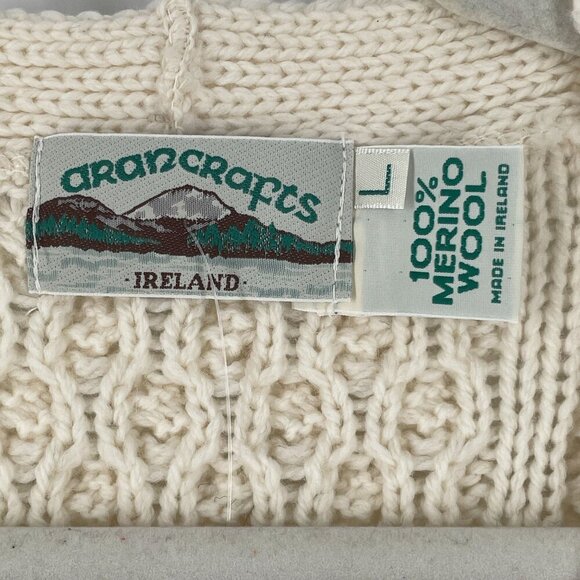 NWT Aran Crafts Ireland Women's 100% Wool Aran Boyfriend Button Front Cardigan L - Picture 6 of 7